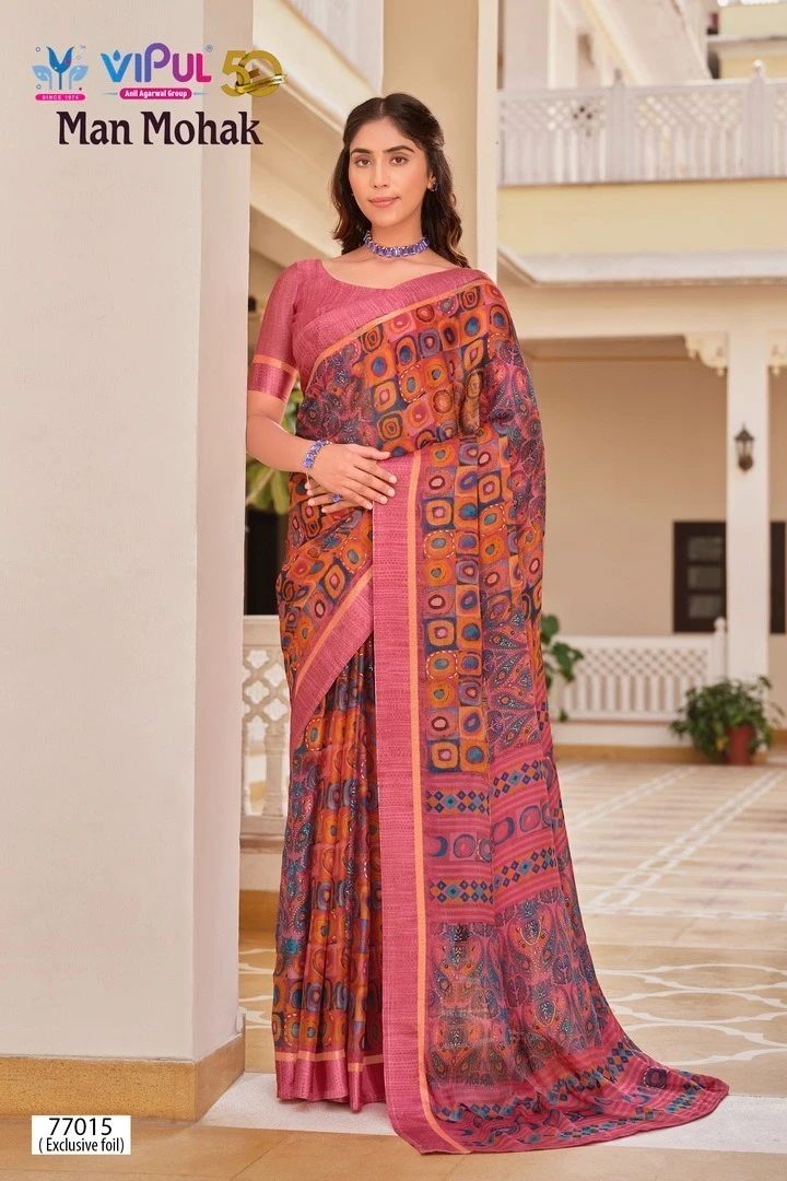 Vipul Man Mohak Chiffon Wholesale Fancy Sarees Catalog — Wholesale Sarees, MPA wholesale from Surat — view 2
